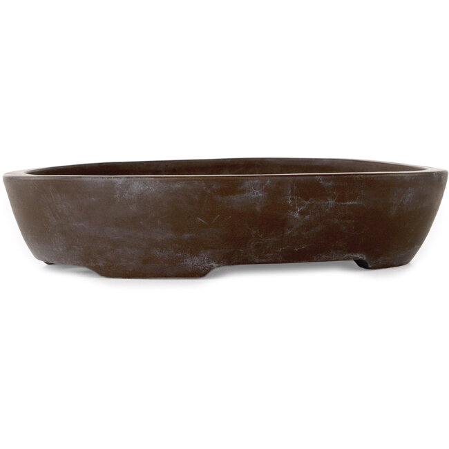 Oval unglazed bonsai pot by Yamaaki - 230 x 180 x 50 mm