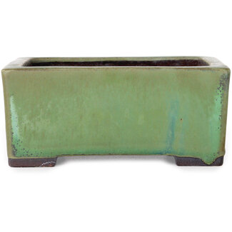  Yamaaki 155 mm  green bonsai pot by Yamaaki, Tokoname, Japan
