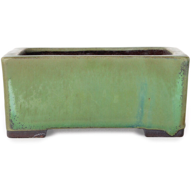 Rectangular green bonsai pot by Yamaaki - 155 x 130 x 70 mm