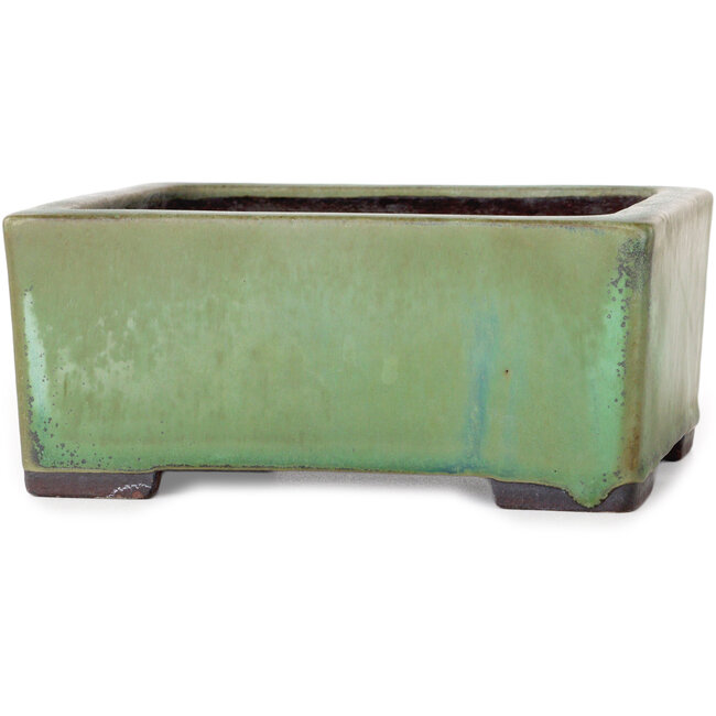 Rechthoekige groene bonsaipot van Yamaaki - 155 x 130 x 70 mm