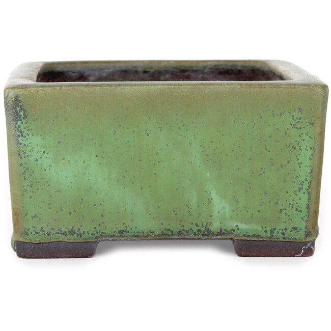 Pot à bonsaï rectangulaire vert de Yamaaki - 155 x 130 x 70 mm