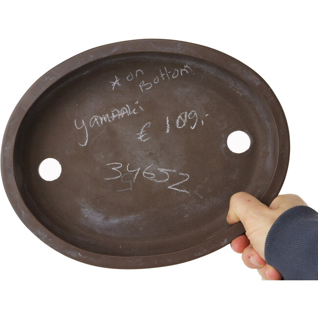 Oval unglazed bonsai pot by Yamaaki - 230 x 180 x 50 mm
