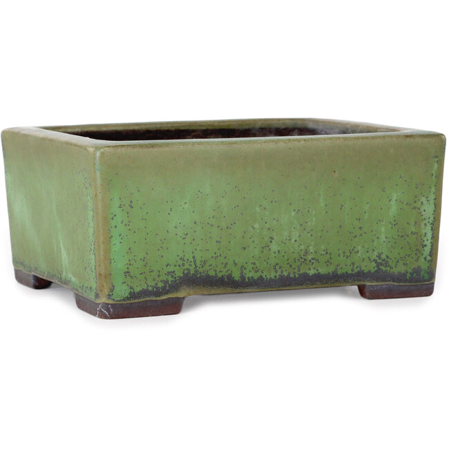 Pot à bonsaï rectangulaire vert de Yamaaki - 155 x 130 x 70 mm