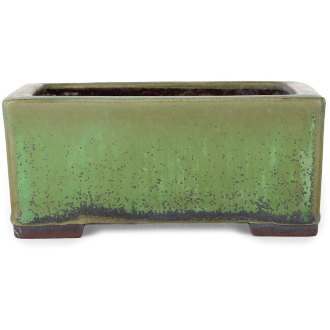 Pot à bonsaï rectangulaire vert de Yamaaki - 155 x 130 x 70 mm