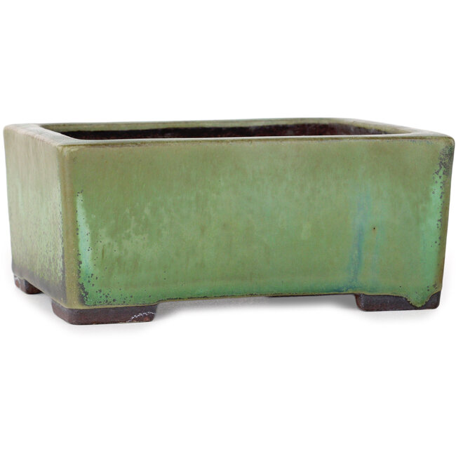 Maceta rectangular verde para bonsái de Yamaaki - 155 x 130 x 70 mm