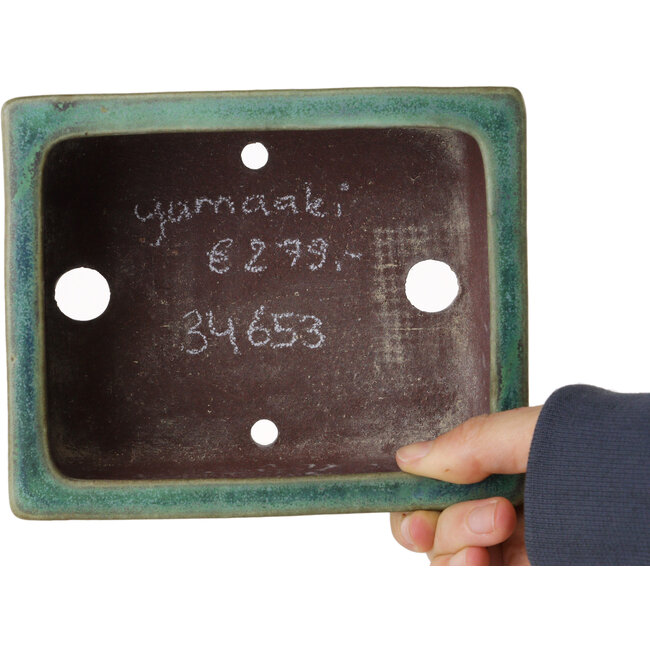 Vaso bonsai rettangolare verde di Yamaaki - 155 x 130 x 70 mm