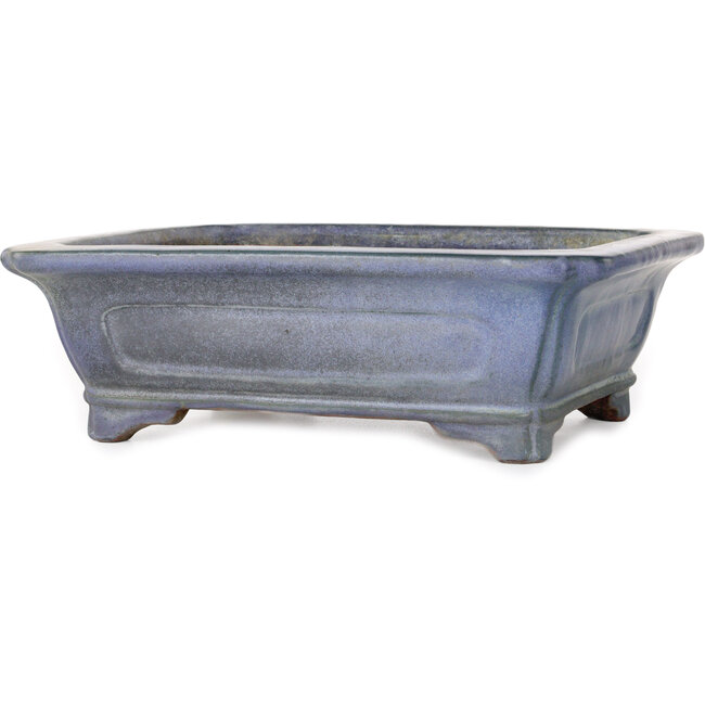Rectangular blue bonsai pot by Uji (Gyouzan) - 295 x 245 x 90 mm
