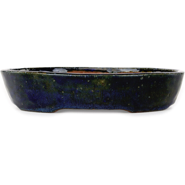 Oval blue bonsai pot by Echizen - 205 x 165 x 40 mm