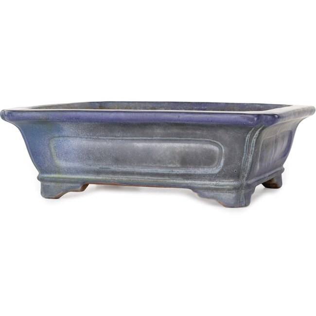 Maceta rectangular azul para bonsái de Uji (Gyouzan) - 295 x 245 x 90 mm