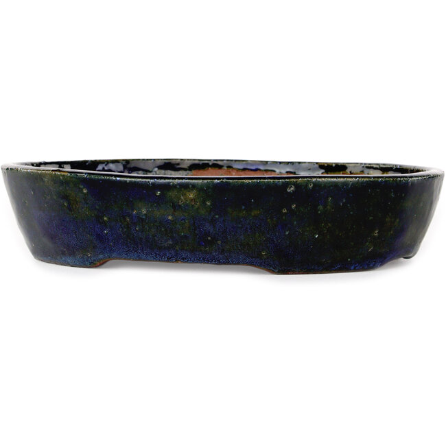 Vaso bonsai ovale blu di Echizen - 205 x 165 x 40 mm