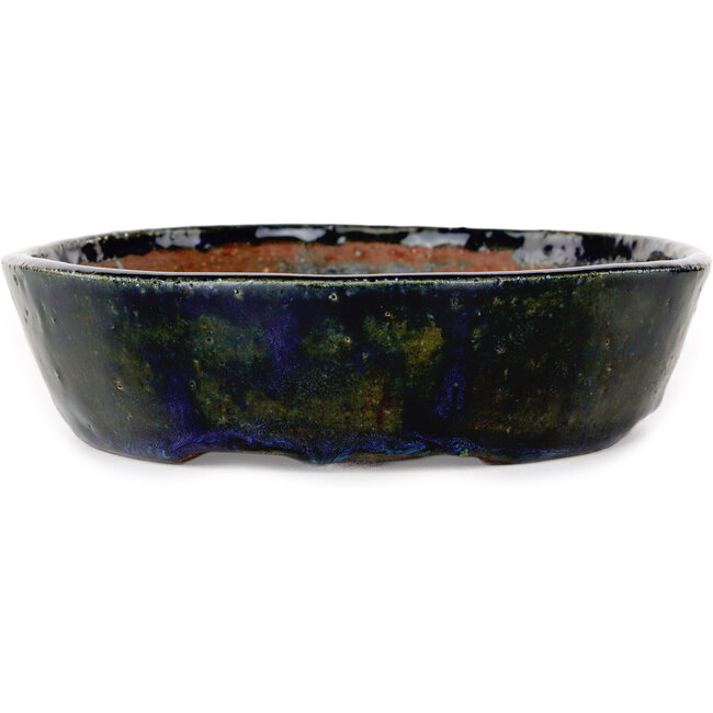 Ovaler blauer Bonsai-Topf von Echizen - 205 x 165 x 40 mm