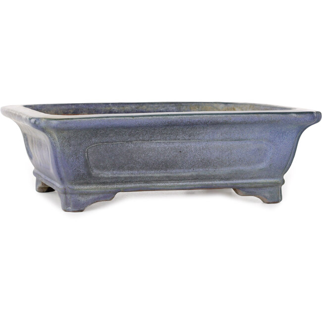 Pot à bonsaï rectangulaire bleu par Uji (Gyouzan) - 295 x 245 x 90 mm