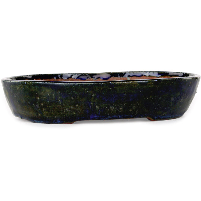 Vaso bonsai ovale blu di Echizen - 205 x 165 x 40 mm