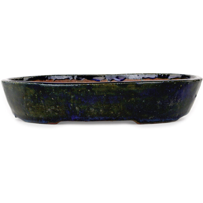 Vaso bonsai ovale blu di Echizen - 205 x 165 x 40 mm
