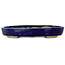 Oval blue bonsai pot by Echizen - 170 x 135 x 27 mm