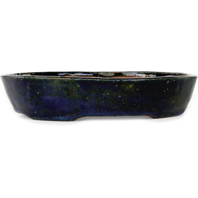 Oval blue bonsai pot by Echizen - 205 x 165 x 40 mm
