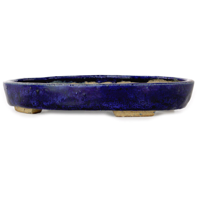 Ovaler blauer Bonsai-Topf von Echizen - 170 x 135 x 27 mm