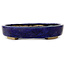 Oval blue bonsai pot by Echizen - 170 x 135 x 27 mm