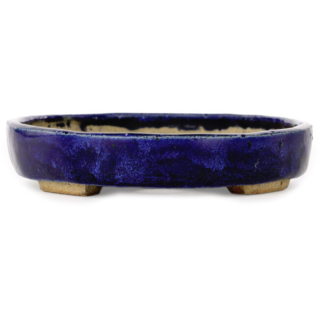 Ovaler blauer Bonsai-Topf von Echizen - 170 x 135 x 27 mm