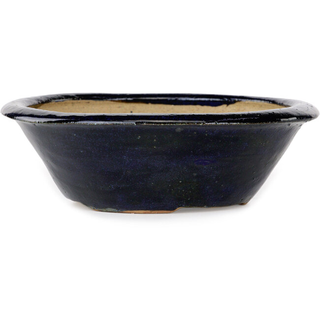 Vaso bonsai rotondo blu di Echizen - 170 x 170 x 50 mm