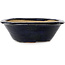 Round blue bonsai pot by Echizen - 170 x 170 x 50 mm