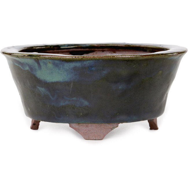 Runder blauer Bonsai-Topf von Echizen - 150 x 150 x 65 mm