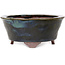 Round blue bonsai pot by Echizen - 150 x 150 x 65 mm