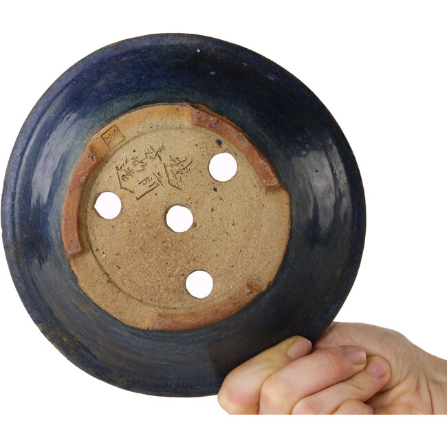 Pot à bonsaï rond bleu par Echizen - 175 x 175 x 55 mm