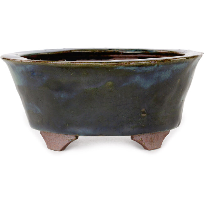 Runder blauer Bonsai-Topf von Echizen - 150 x 150 x 65 mm