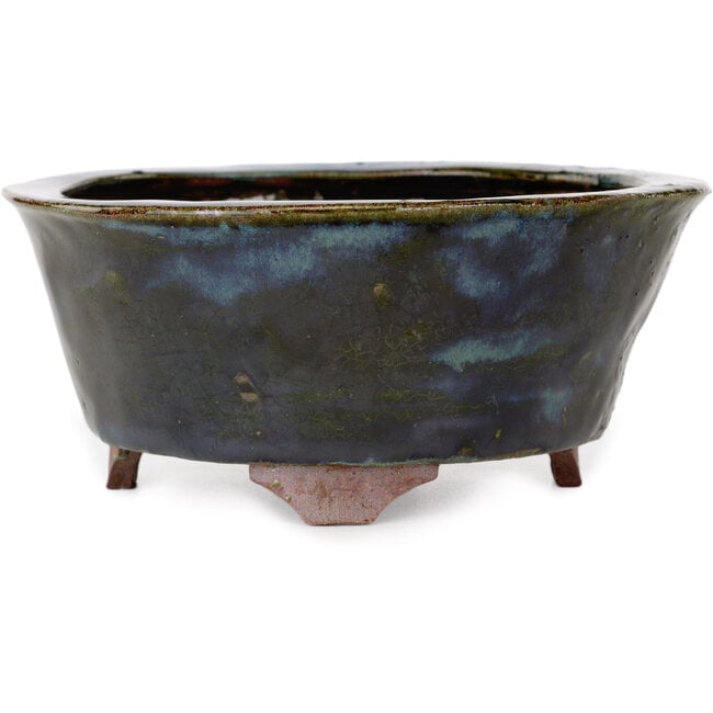 Maceta redonda azul para bonsái de Echizen - 150 x 150 x 65 mm