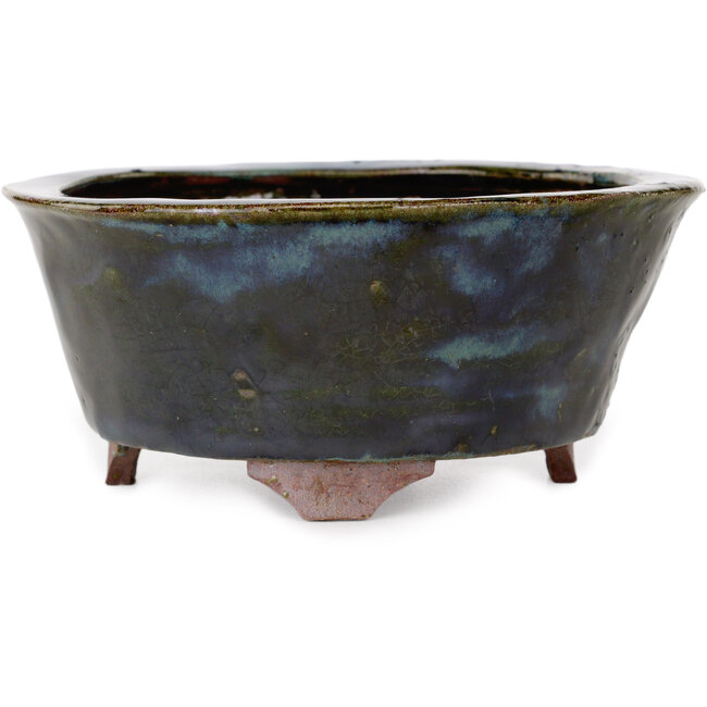 Runder blauer Bonsai-Topf von Echizen - 150 x 150 x 65 mm