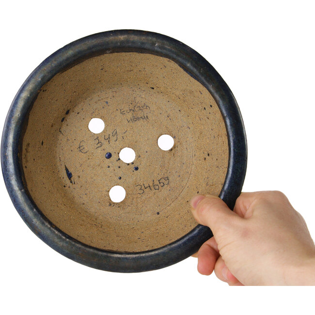 Pot à bonsaï rond bleu par Echizen - 175 x 175 x 55 mm