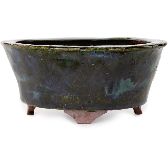 Pot à bonsaï rond bleu par Echizen - 150 x 150 x 65 mm