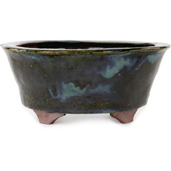 Vaso bonsai rotondo blu di Echizen - 150 x 150 x 65 mm