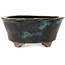 Round blue bonsai pot by Echizen - 150 x 150 x 65 mm