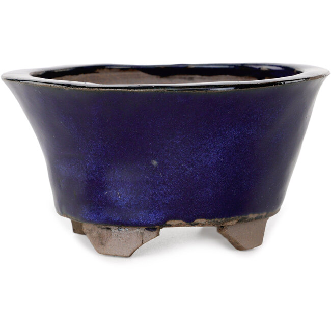 Runder blauer Bonsai-Topf von Echizen - 130 x 130 x 70 mm