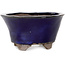 Round blue bonsai pot by Echizen - 130 x 130 x 70 mm