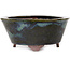 Round blue bonsai pot by Echizen - 150 x 150 x 65 mm