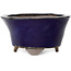 Round blue bonsai pot by Echizen - 130 x 130 x 70 mm