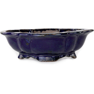  Echizen Hosui 175 mm  blue bonsai pot by Echizen, Japan