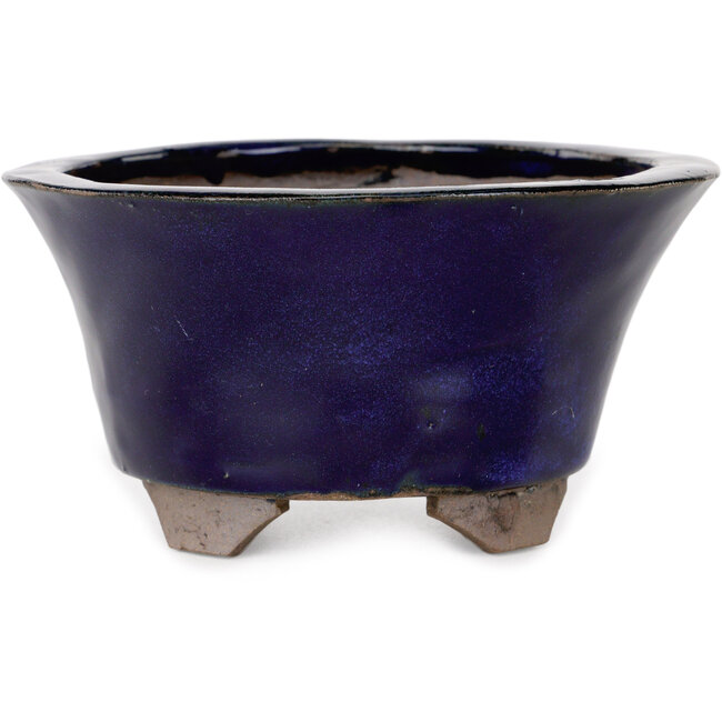 Vaso bonsai rotondo blu di Echizen - 130 x 130 x 70 mm