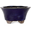 Round blue bonsai pot by Echizen - 130 x 130 x 70 mm