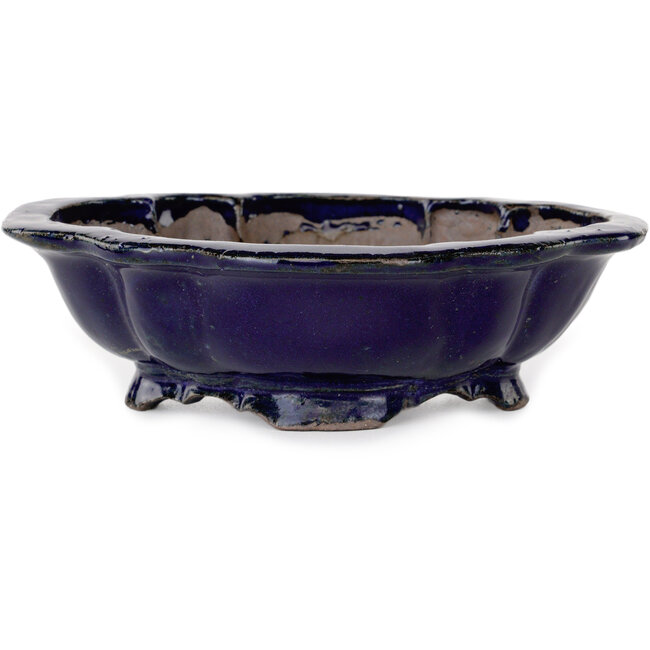 Pot à bonsaï Mokko bleu par Echizen - 175 x 150 x 50 mm