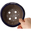 Round blue bonsai pot by Echizen - 130 x 130 x 70 mm