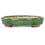 Oval green bonsai pot by Echizen - 170 x 140 x 30 mm