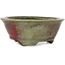 Round green and red bonsai pot by Echizen - 125 x 125 x 53 mm
