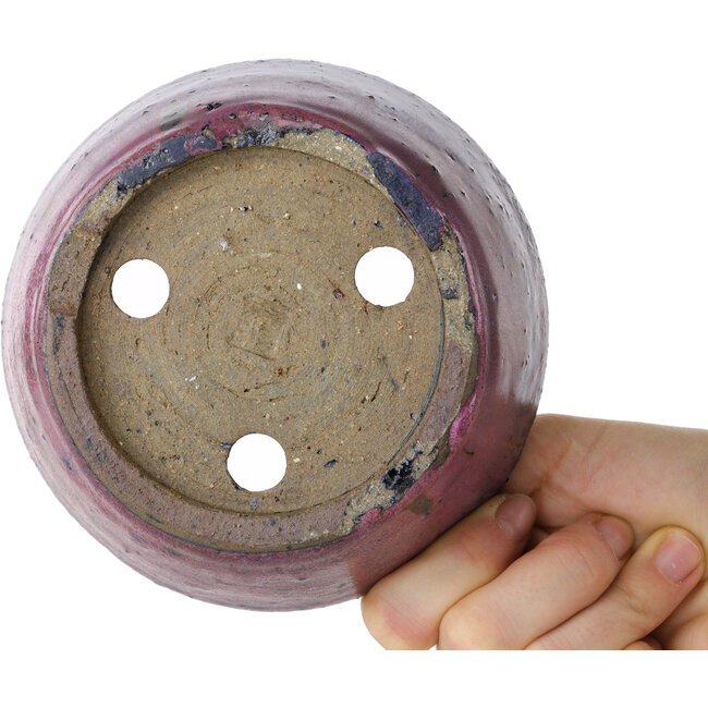 Ronde paarse bonsaipot van Echizen - 125 x 125 x 55 mm