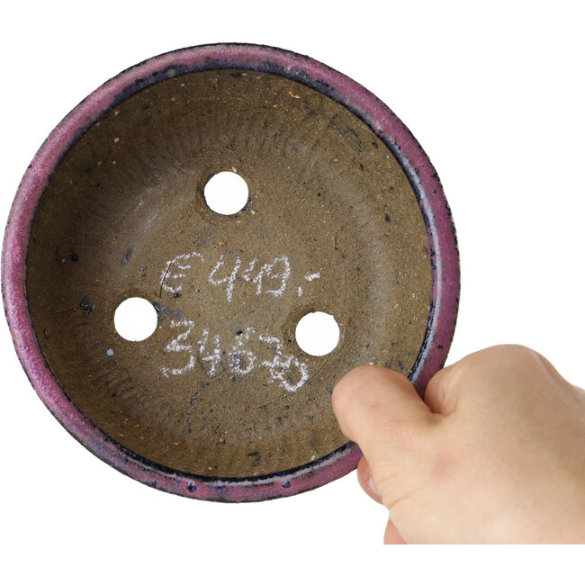 Round purple bonsai pot by Echizen - 125 x 125 x 55 mm