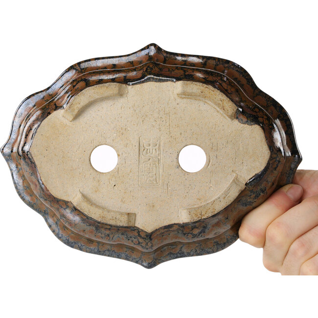 Mokko bruine bonsaipot van Takao Kouyo - 195 x 145 x 35 mm