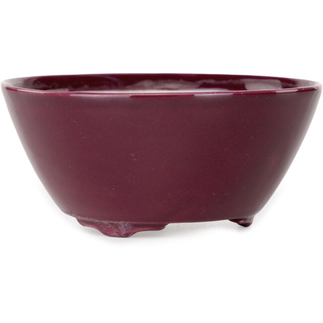 Vaso bonsai rotondo color bordeaux di Seifu - 140 x 140 x 65 mm